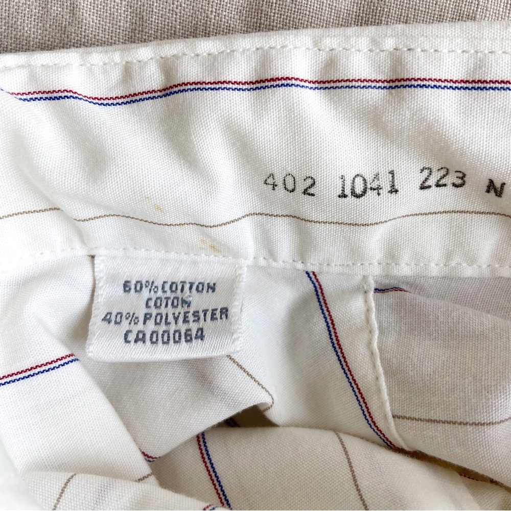 Vintage white striped oversized Oxford poplin casual button down shirt - Picture 3 of 7